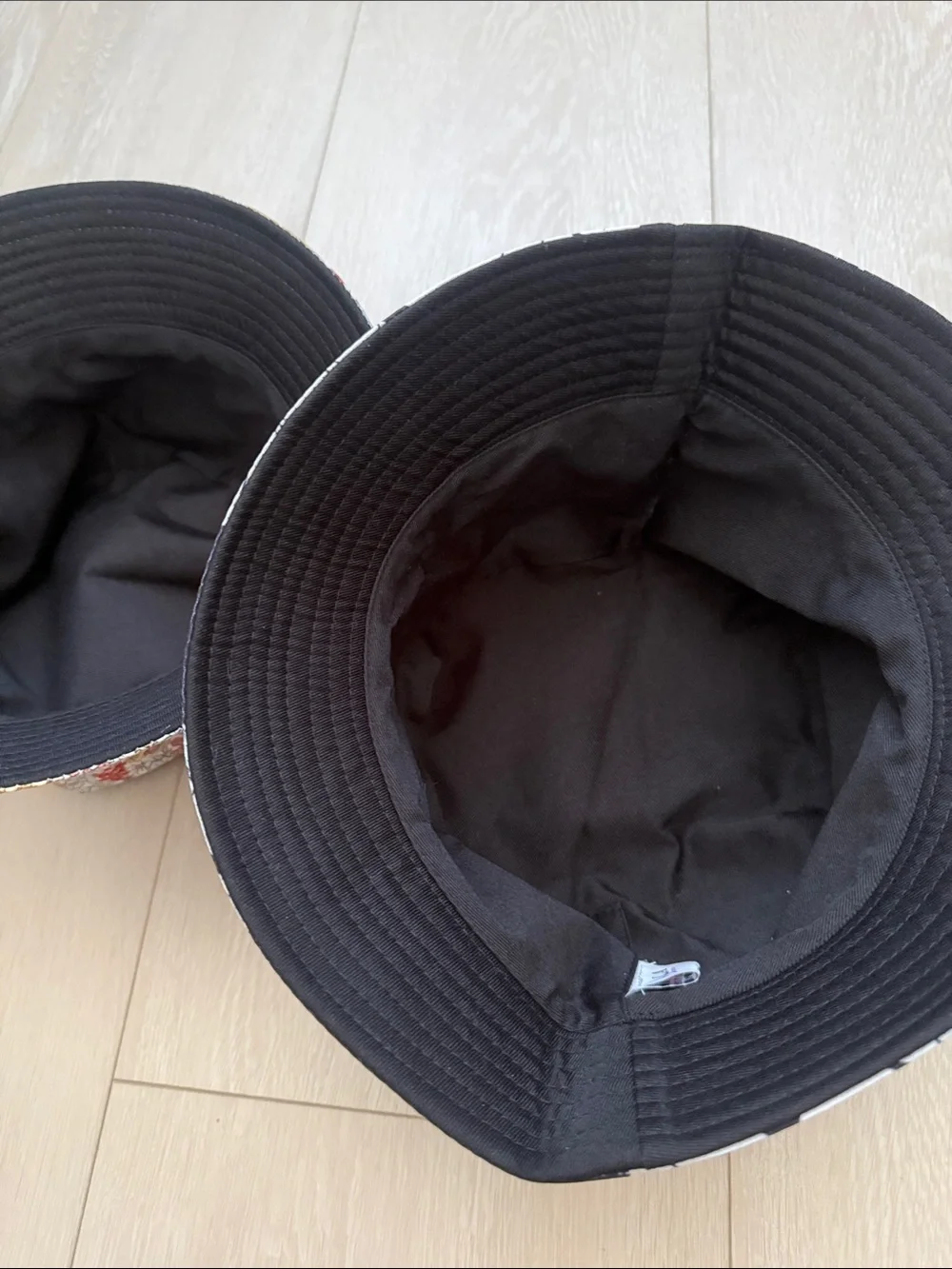 Set of 2 Floral Print Bucket Hat — Multicolor Ditsy and Black White